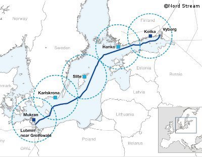 Verlauf der Nord Stream-Pipeline